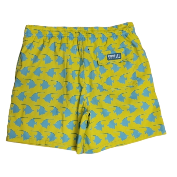 Capelle yellow green fish print men swim trunk size 2XL - Picture 2 of 11